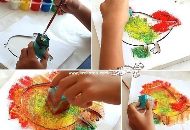 Рисование с помощью губки