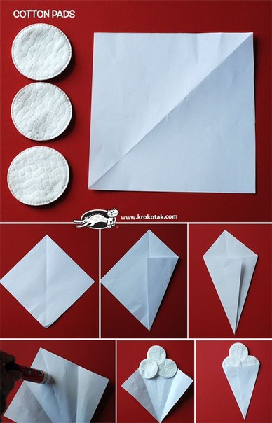 Мороженое из бумаги и ватных дисков