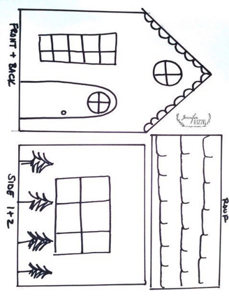 Новогодние домики для декора + шаблоны Новогодние домики для декора + шаблоны
