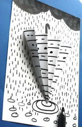Объемная аппликация из бумаги «дождик» Объемная аппликация из бумаги «дождик»
