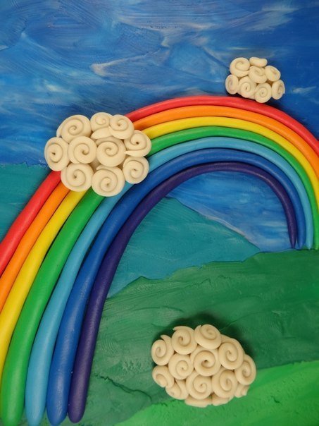 Лепим картину «овечки на радуге» Лепим картину «овечки на радуге»