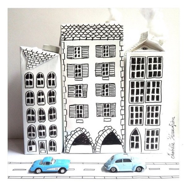 Домики из молочных пакетов Домики из молочных пакетов