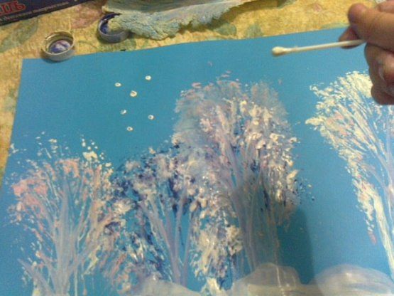 Рисуем зиму капустным листом Рисуем зиму капустным листом