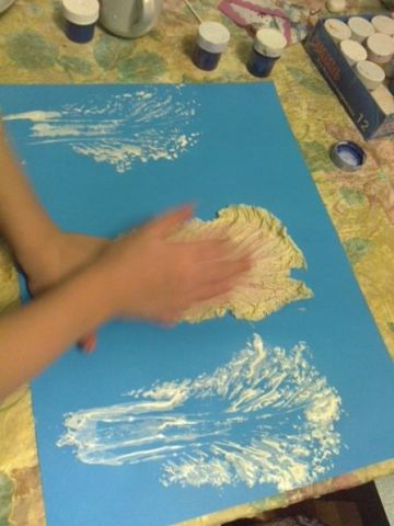 Рисуем зиму капустным листом Рисуем зиму капустным листом