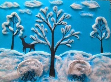 Зимний пейзаж из ваты