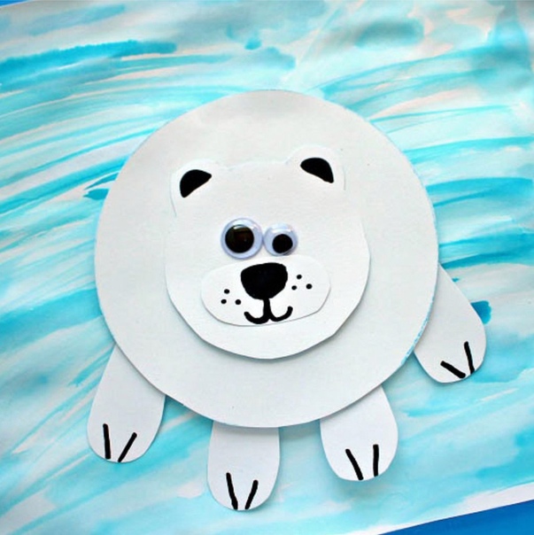 Аппликация для малышей "полярный медведь".