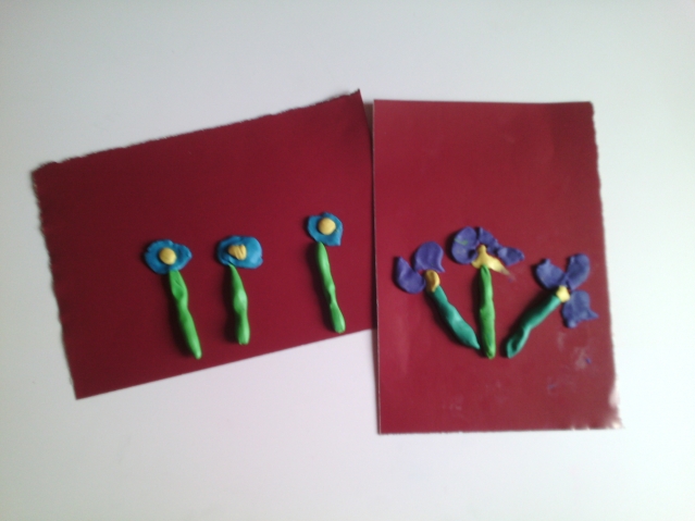Открытки с пластилиновыми цветами . Открытки с пластилиновыми цветами .