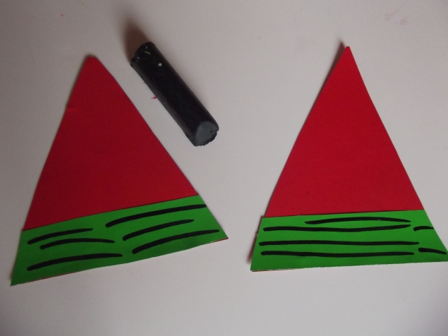 Аппликация " Арбузные дольки ". Аппликация " Арбузные дольки ".