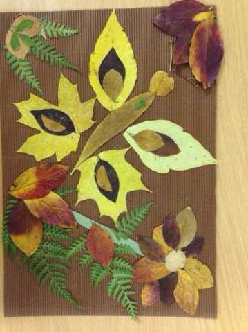 Картины из осенних листьев .