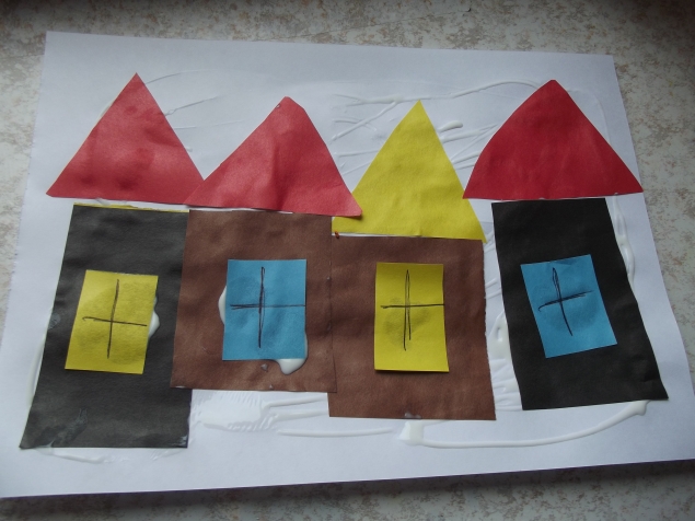 Аппликация " Городок " . Аппликация " Городок " .