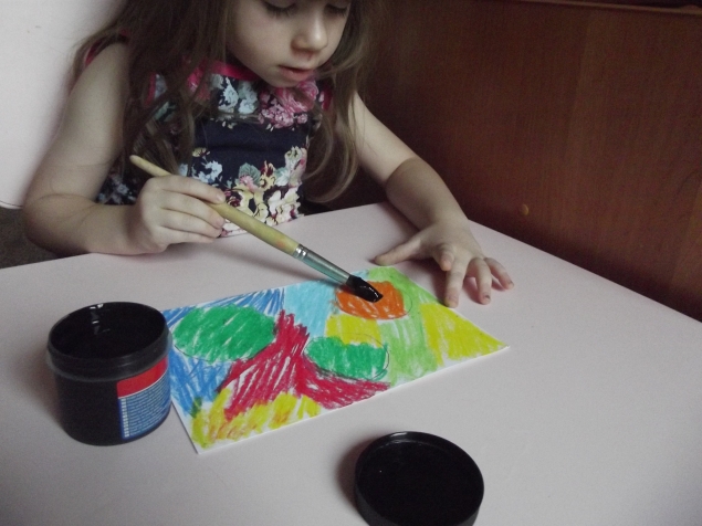 Елочка в технике граттаж .