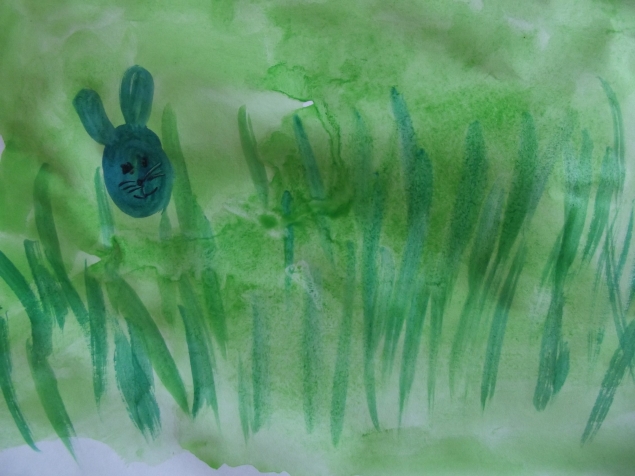 Зайчик на полянке . Зайчик на полянке .