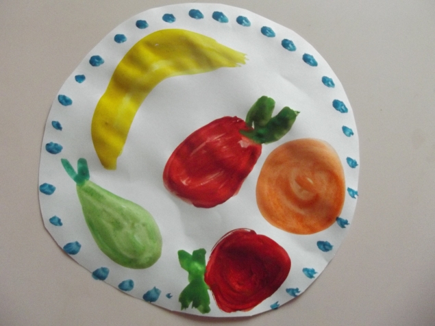 Тарелка с фруктами .