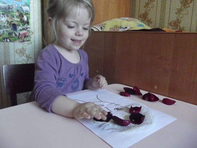 Аппликация из лепестков .