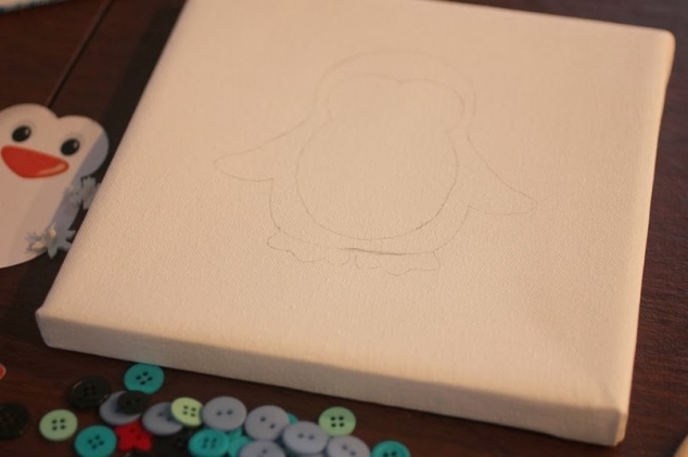 Пингвин из пуговиц