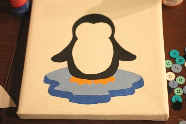Пингвин из пуговиц