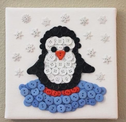 Пингвин из пуговиц