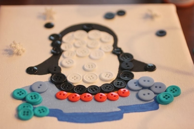 Пингвин из пуговиц