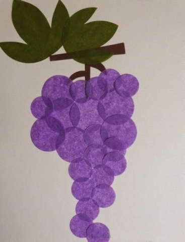 АППЛИКАЦИЯ ИЗ САЛФЕТОК "ГРОЗДИ ВИНОГРАДА" АППЛИКАЦИЯ ИЗ САЛФЕТОК "ГРОЗДИ ВИНОГРАДА"
