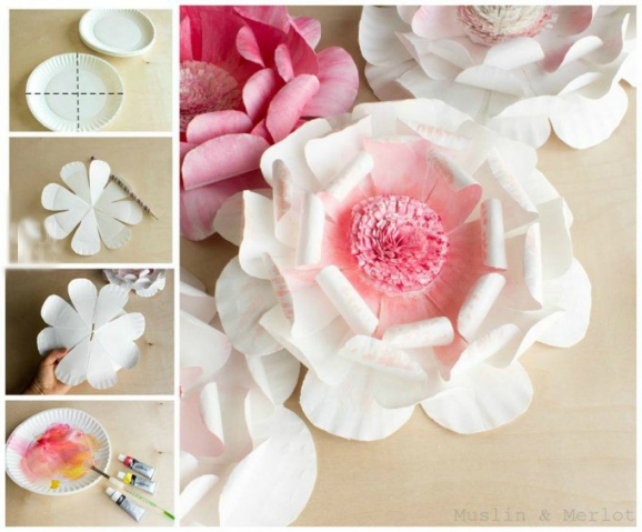 Цветы из бумажных тарелок