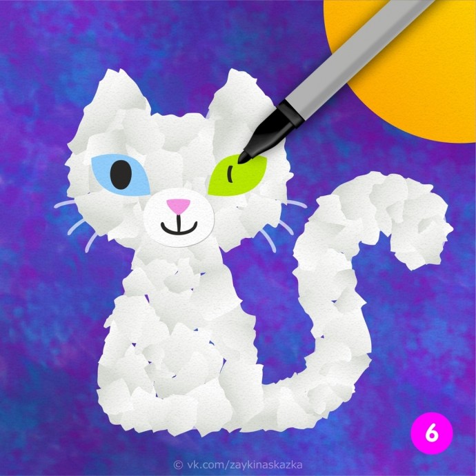 Кошка из кусочков бумаги