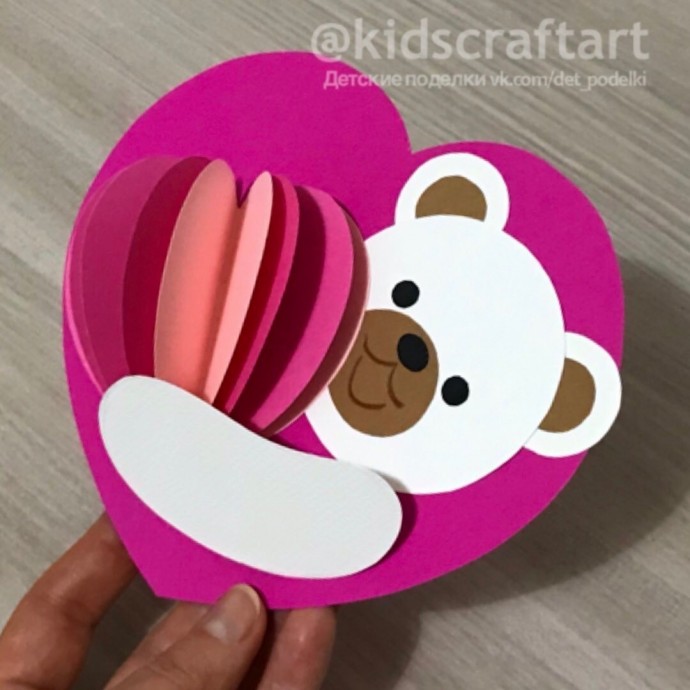 ​Мишка с объёмным шариком из цветной бумаги