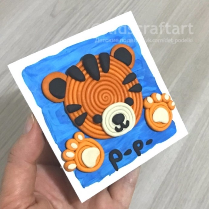 Аппликация из пластилина "Тигрёнок" Аппликация из пластилина "Тигрёнок"