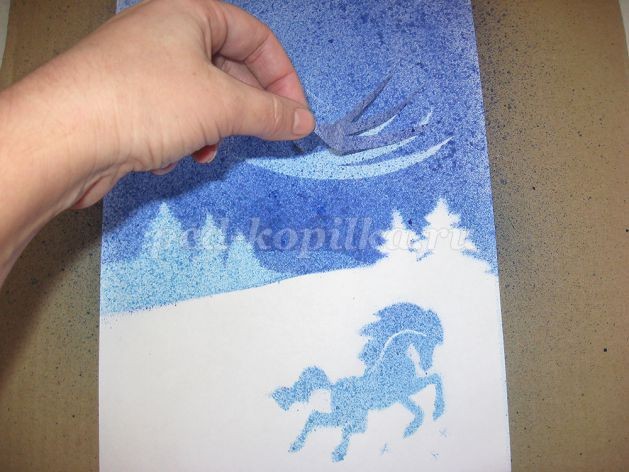 ​Мастер-класс по рисованию: набрызг многослойный "Волшебница зима", часть 2