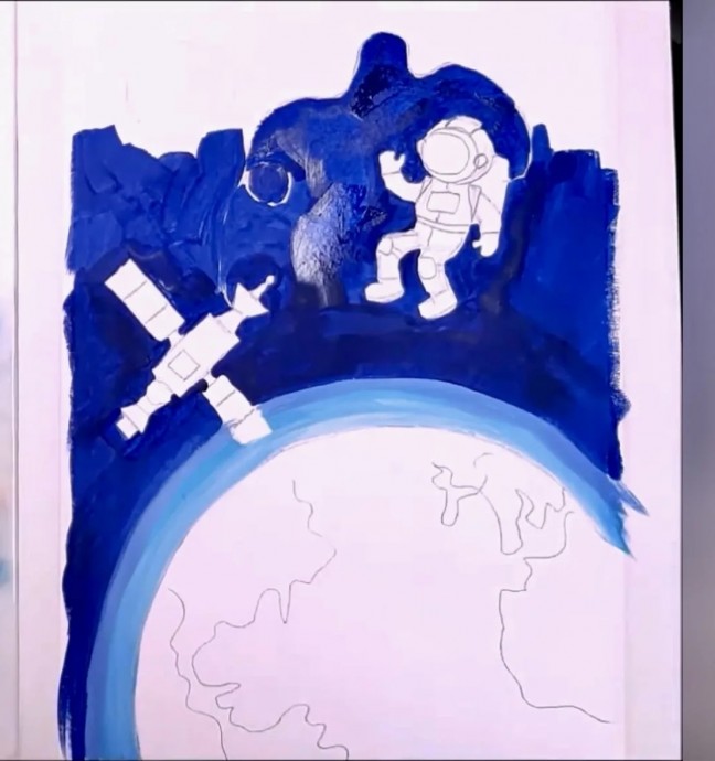 Рисуем космонавта в космосе