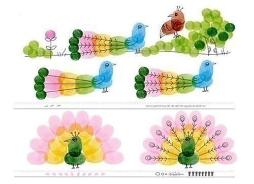 ​Милые рисунки детскими отпечатками пальчиков