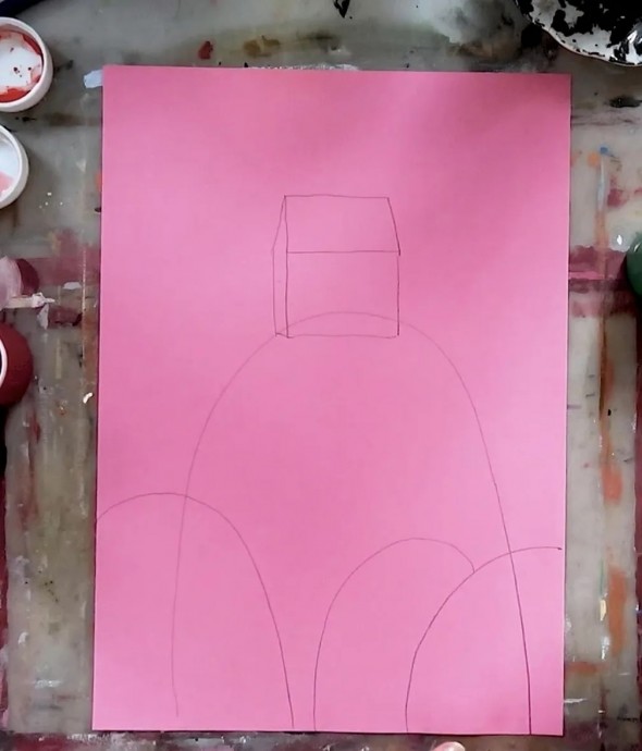 Рисуем пейзаж на розовом фоне Рисуем пейзаж на розовом фоне