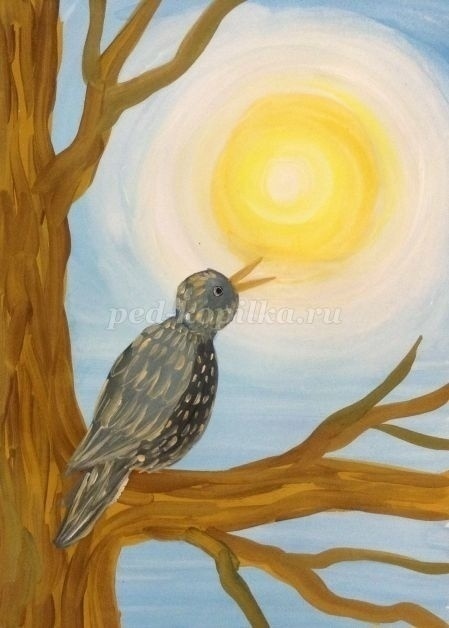 Рисуем скворца гуашью Рисуем скворца гуашью