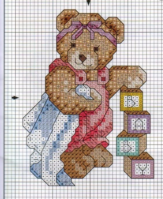 Схемы детской вышивки с медведями