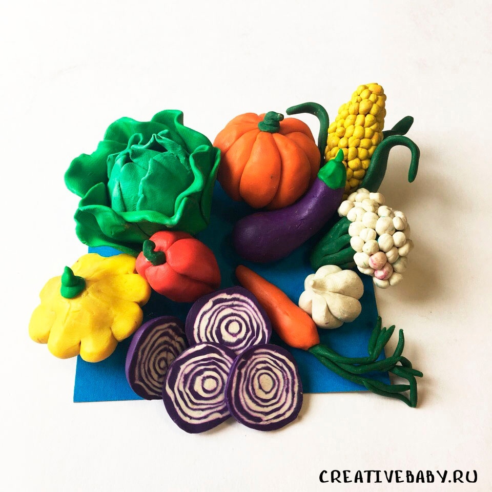 Лепим овощи из пластилина