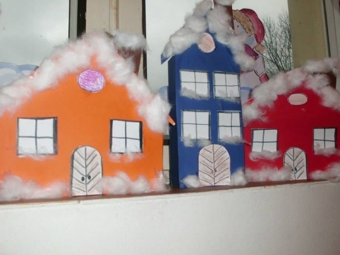 Зимние аппликации с ватой Зимние аппликации с ватой