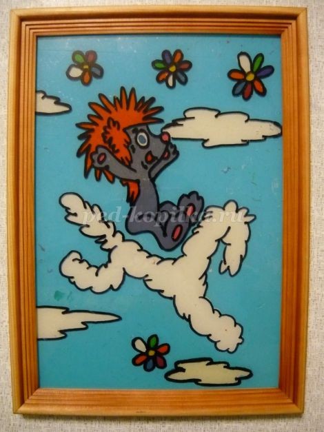 ​Пластилинография на стекле: львёнок и черепаха, часть 2