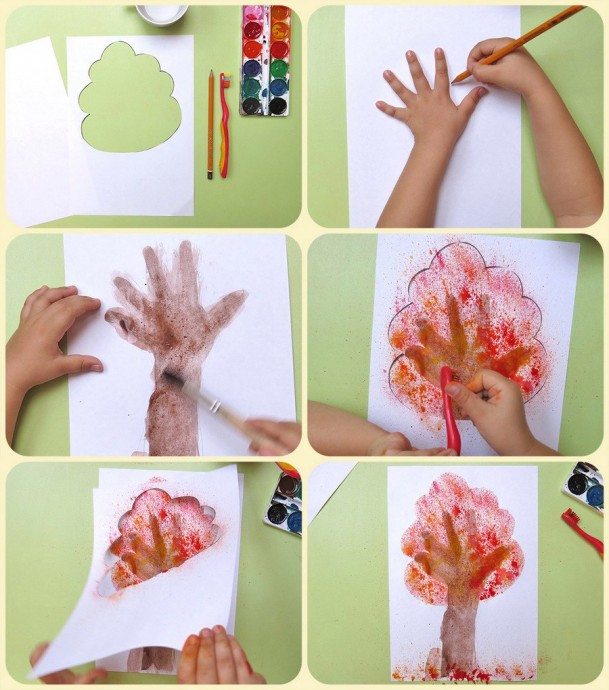 Рисуем с детьми деревья в разных техниках