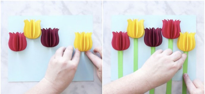 Творчество с детьми: тюльпаны из бумаги