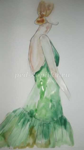 Акварельная зарисовка с пайетками