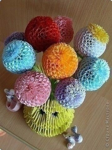 Цветочки-шарики из бумаги