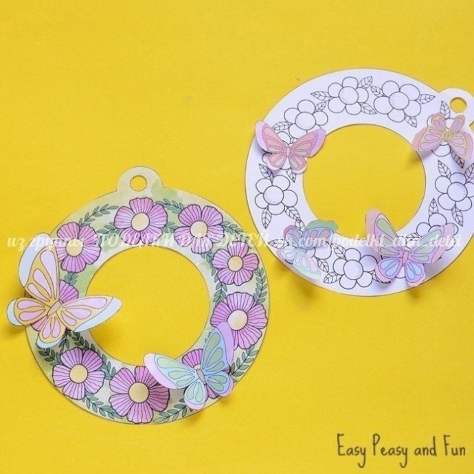 Раскраска-вырезалка "Бабочки в цветах"