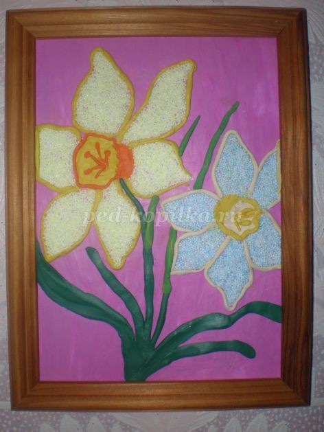 Аппликация из пластилина "Весенние цветы"