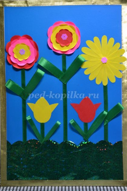 ​Открыточка с цветами и лентами маме на 8 Марта: часть 5