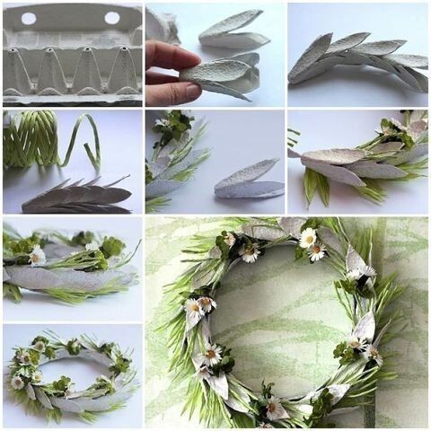 Разные варианты цветов из картонных лотков