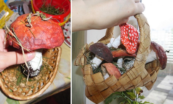 Чудесные грибы из ваты и клейстера детскими руками