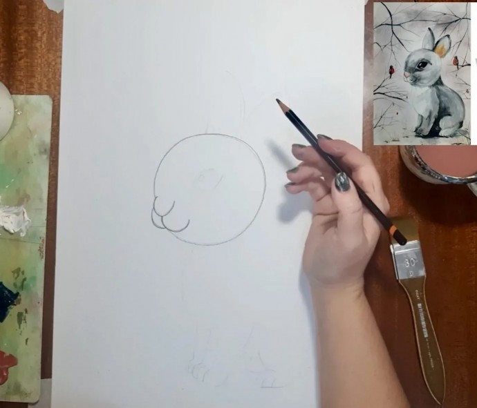 Рисуем осеннего зайку