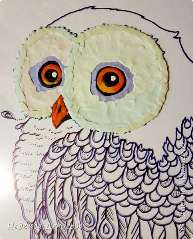 ​Снежная сова: рисуем пластилином