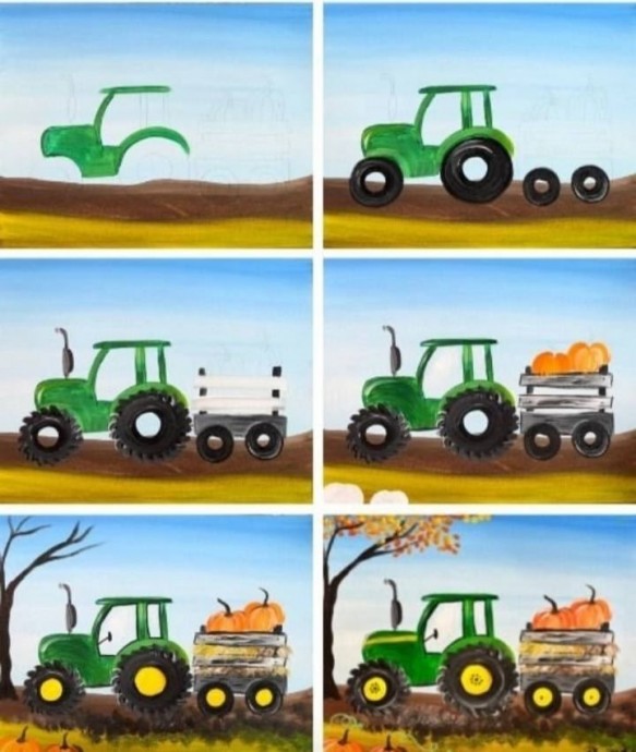 Трактор осенью