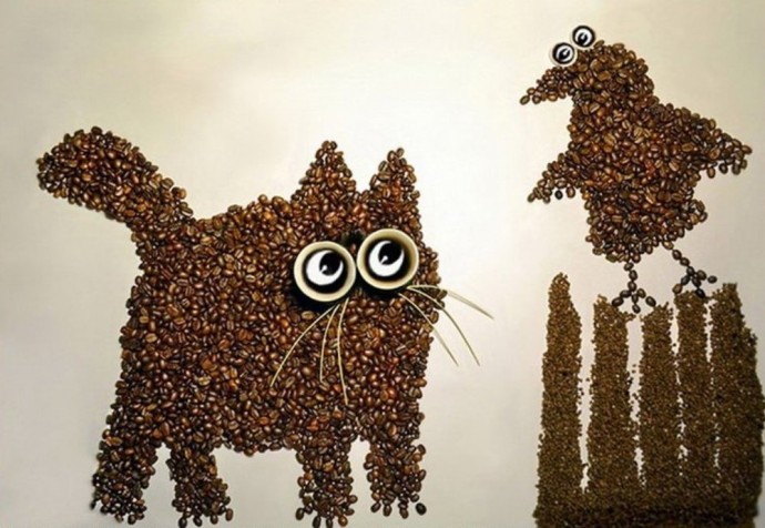 Аппликации из кофейных зерен: идеи