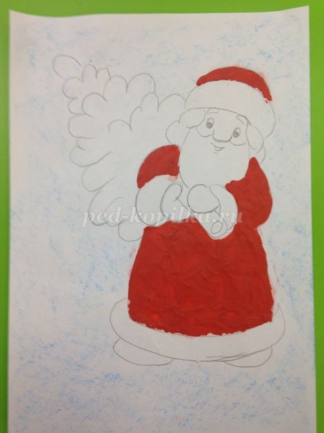 ​Аппликация из пластилина "Дед Мороз": часть 1